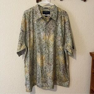 Pete Huntington Bali Mens 2XL‎ Batik Swirl Cotton Button Down Shirt Classic Fit